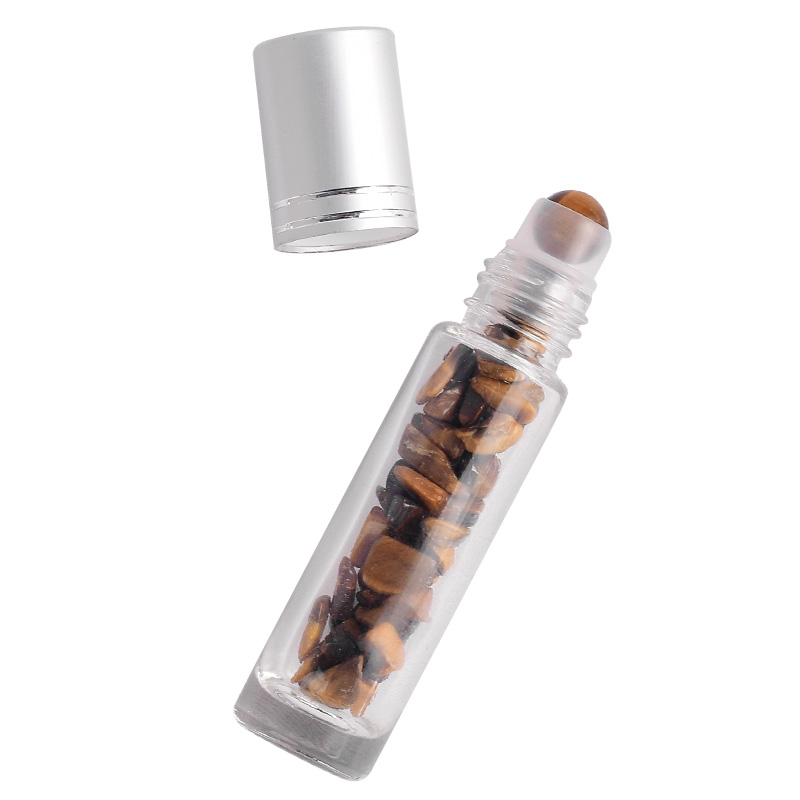 10ML Essential Oil Glass Crystal Roller Ball Bottle Natural Semiprecious Stones Transparent Glass Roll-on Bottles