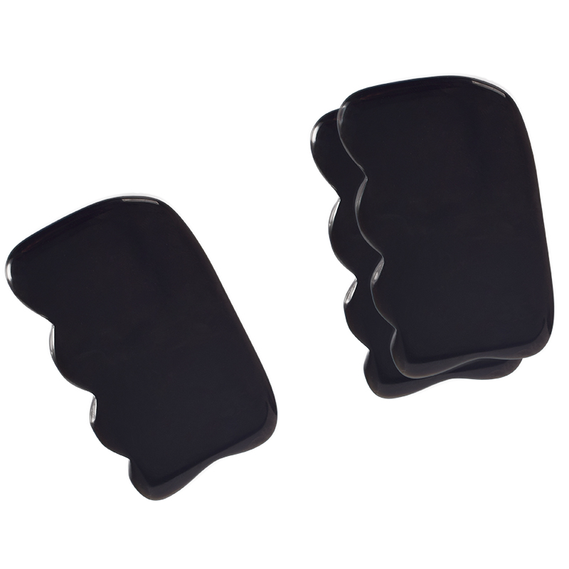 Wave Shaped Black Obsidian Gua Sha Scraping Gua Sha Board for SPA Acupuncture Treatment, Reducing Neck and Muscle Pain