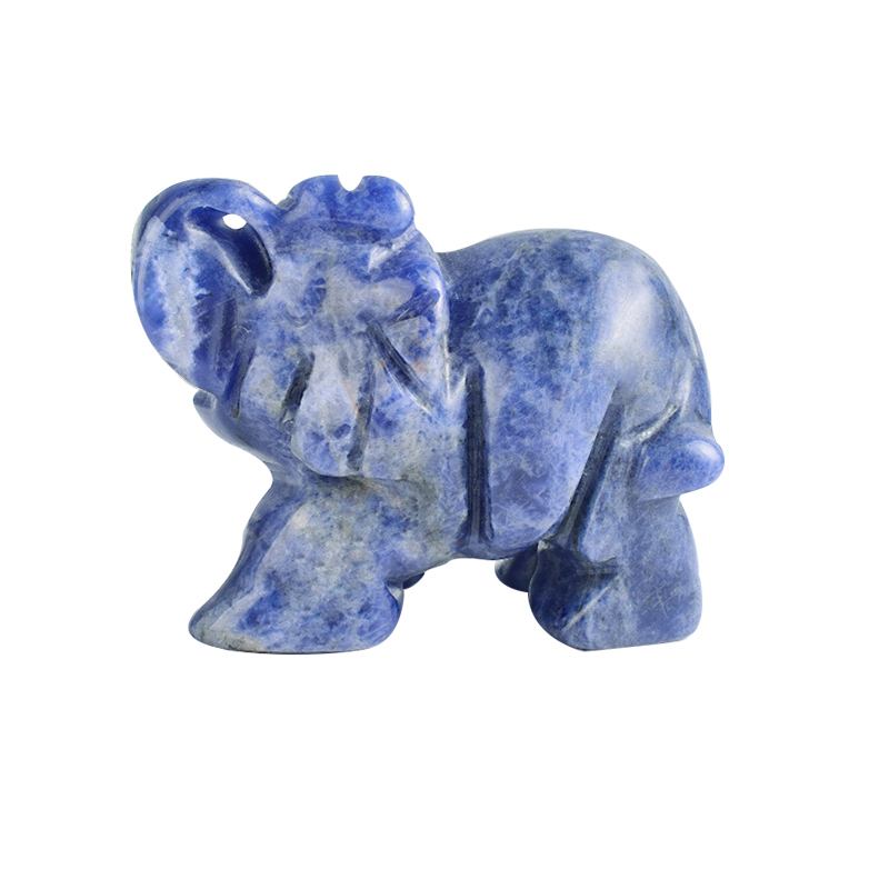 1.5 Inch Hand Carved Sodalite Stone Elephant Crystal Animal Figurines