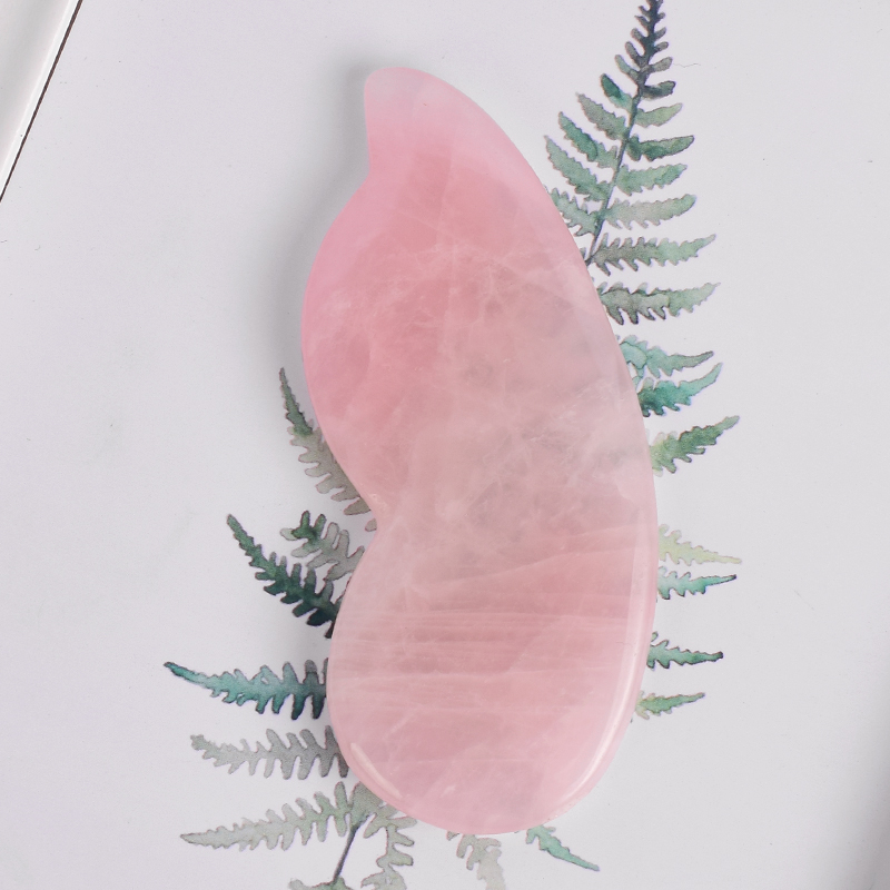 Gourd-Shaped Rose Quartz Gua Sha Board Massage for SPA Acupuncture Treatment, Reducing Neck and Muscle Pain